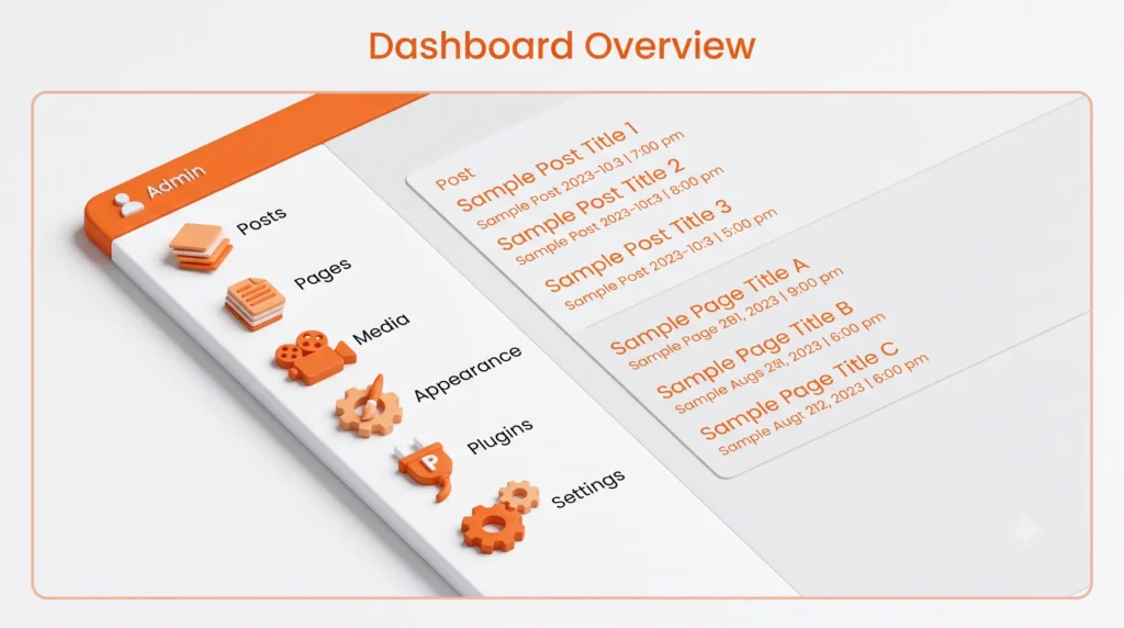 Gutenberg block editor basics illustration WordPress dashboard overview for beginners