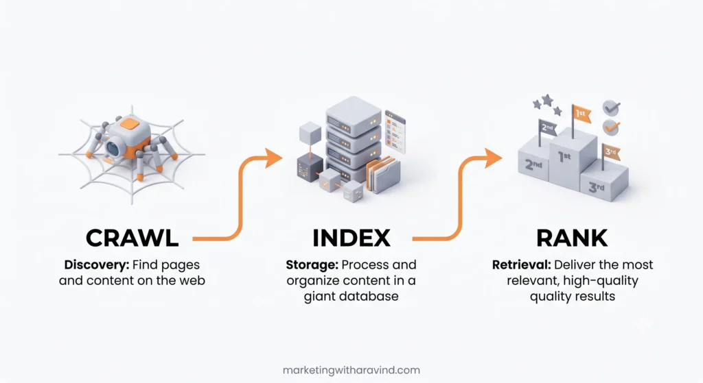 how search engines crawl index and rank pages diagram 1 how search engines crawl index and rank pages diagram