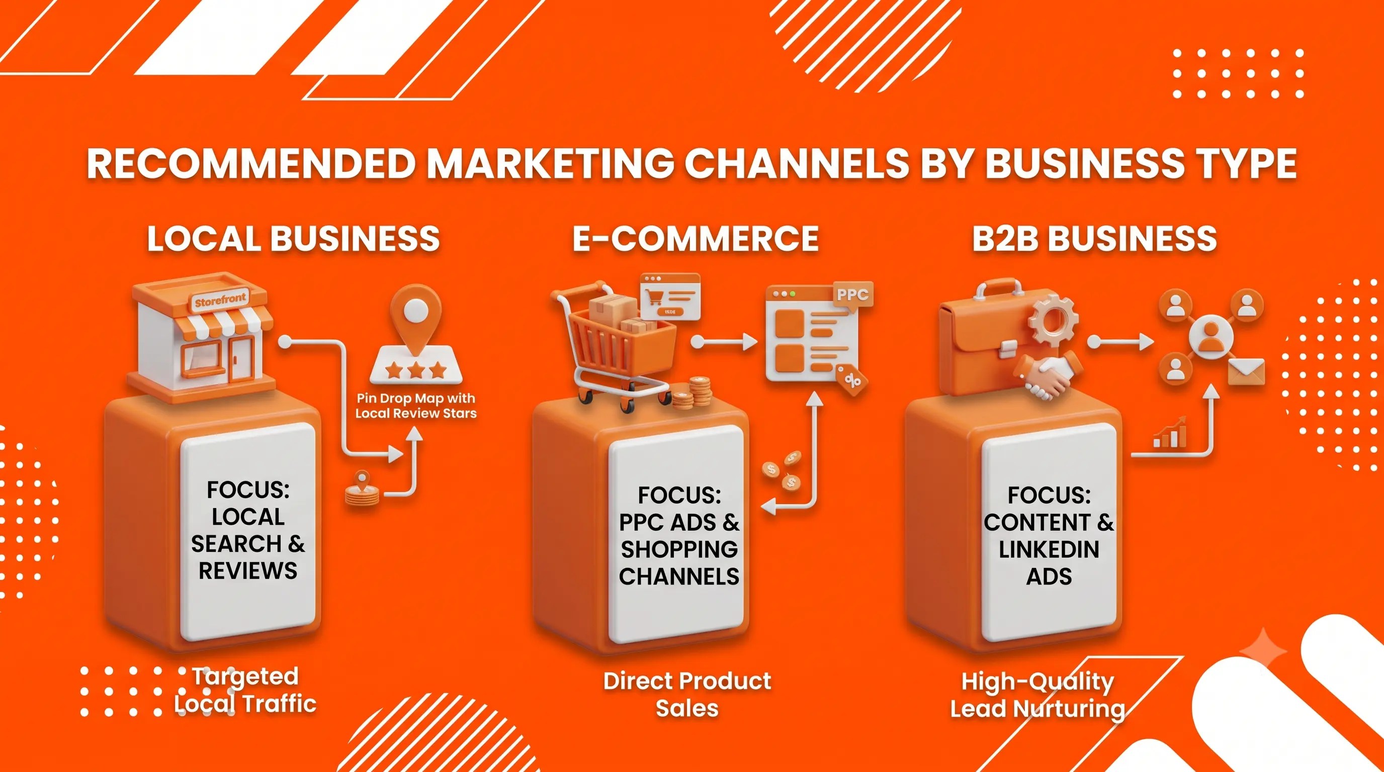 Which marketing channel fits local, ecommerce, and B2B businesses