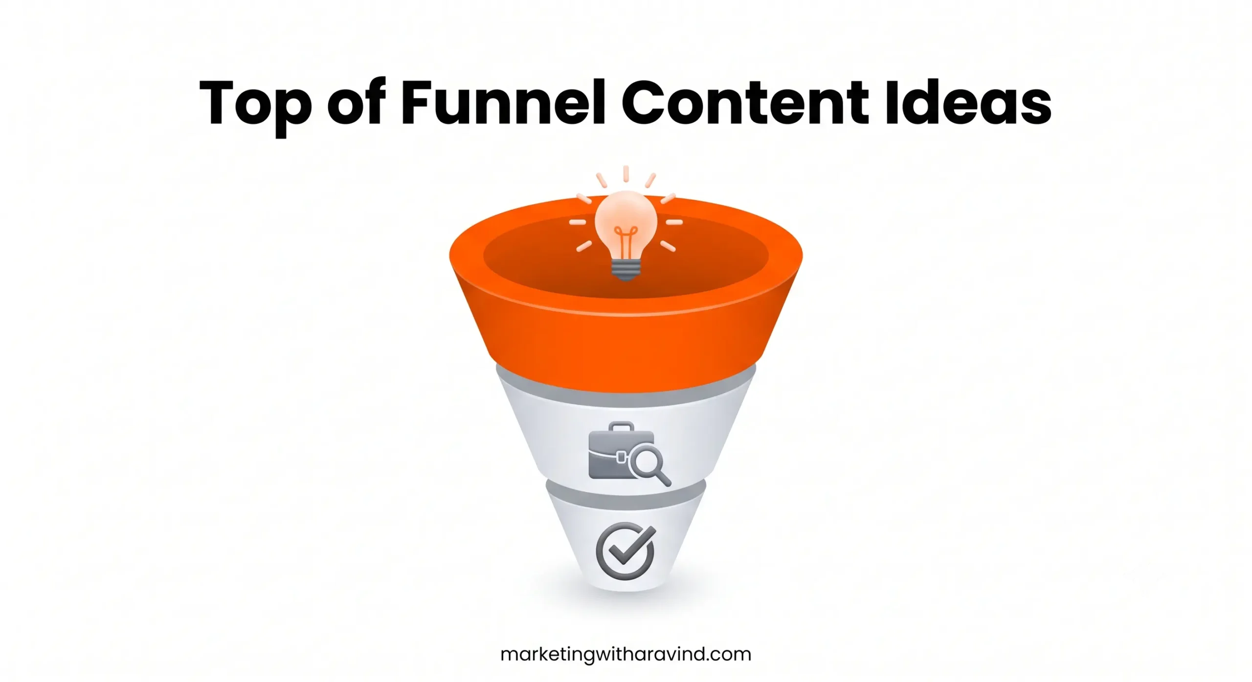 Marketing funnel showing awareness stage with orange highlighting and Ttop of funnel content definition